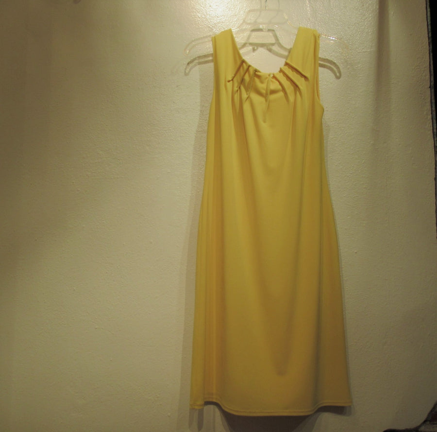 Donna Yellow Poly blend Knit S L Dress