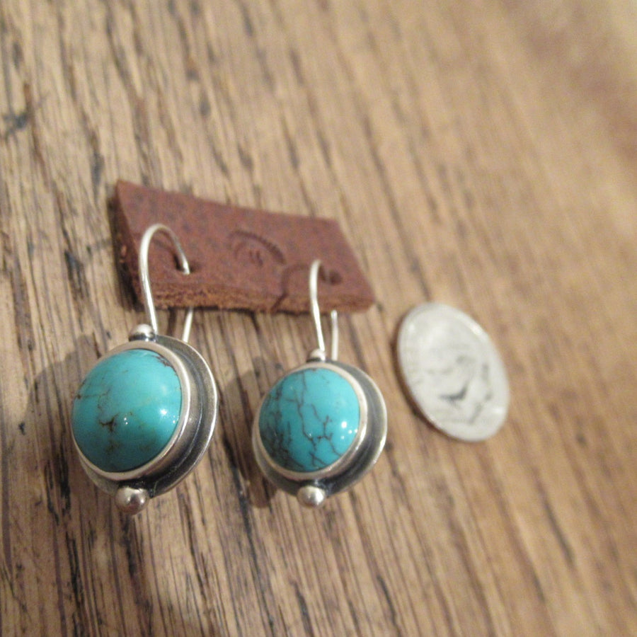 Sterling silver 925 Round Turquoise Dennis Hogan Wire earrings