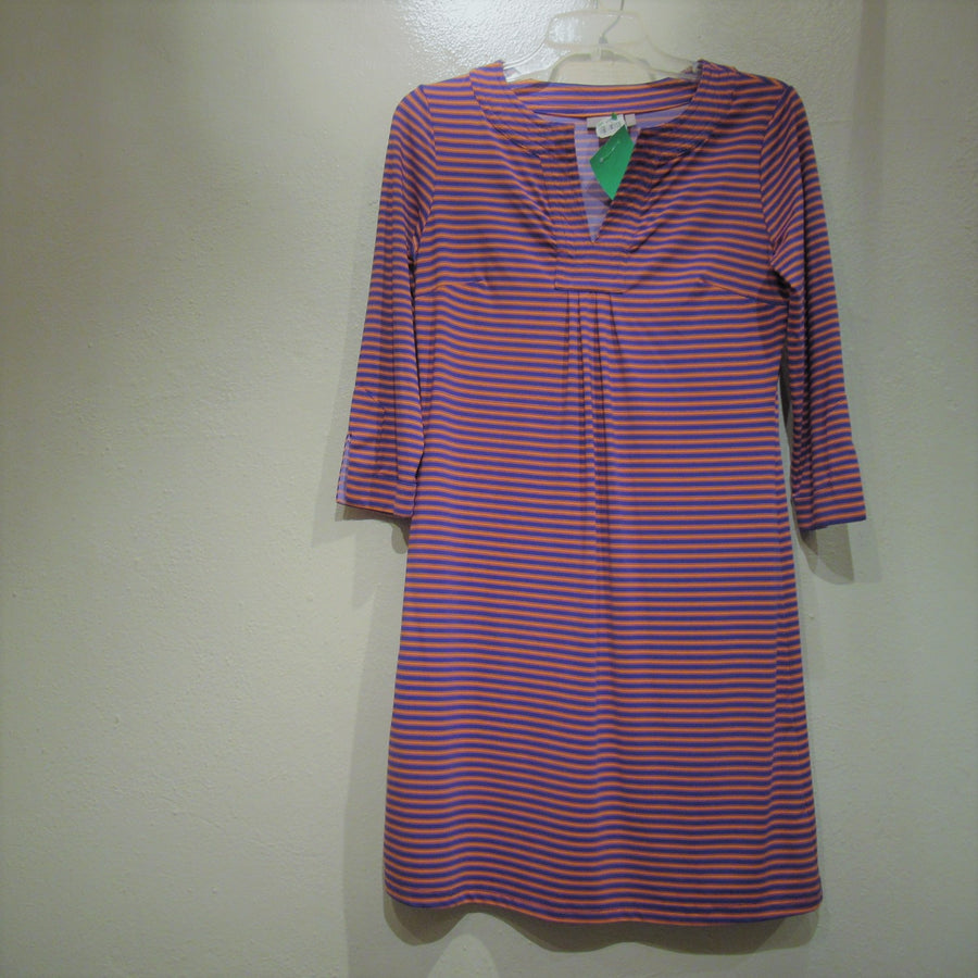 Ellie Kai Blue Nylon Striped 3/4 V neck Dress