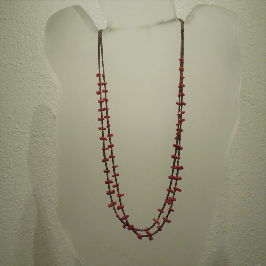 Sterling silver Coral 2 Strand Beaded necklace