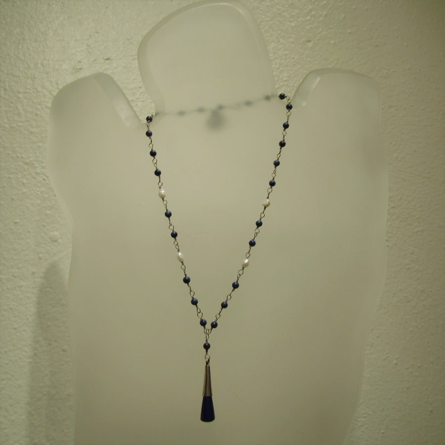 Sterling silver Lapis Dangle Beaded necklace