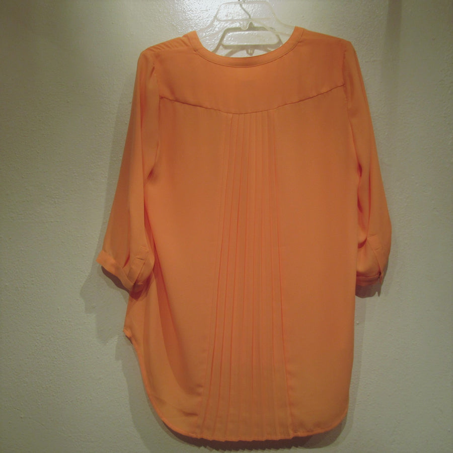 Chico's Orange Polyester Lace 3/4 Blouse