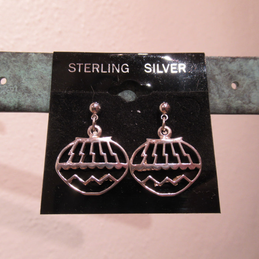 Sterling silver Pot Cut out Post dangle earrings
