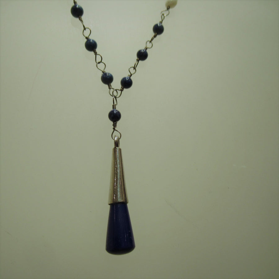 Sterling silver Lapis Dangle Beaded necklace
