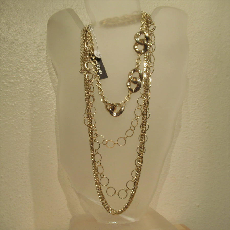 Gold toned Multi 4 strand Curb Bebe Chain necklace