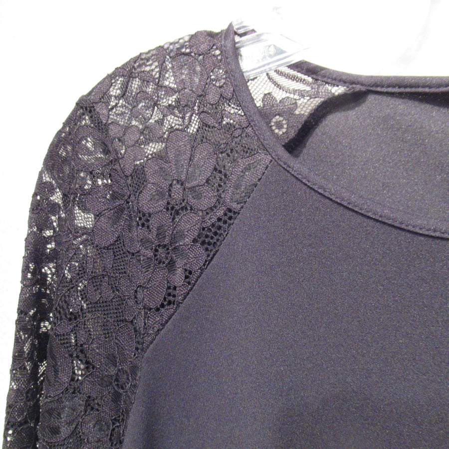 Tommy Hilfiger Black Poly blend Knit Lace L S Dress
