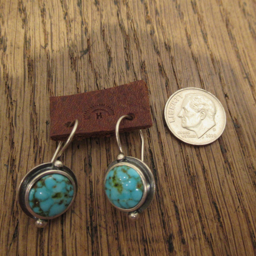 Sterling silver 925 Round Turquoise Dennis Hogan Wire earrings