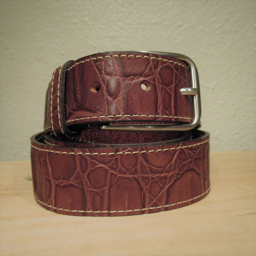 Berge Bronze Leather Croc print Belt