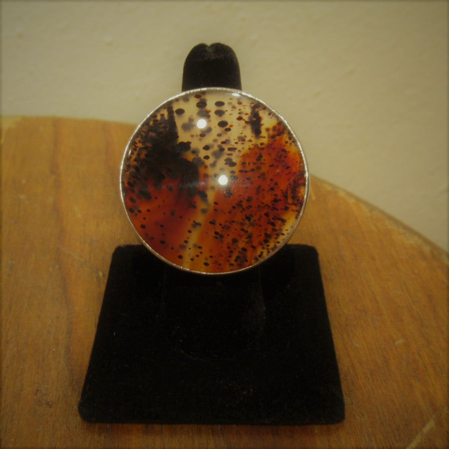 Sterling silver Round Agate Large Ring