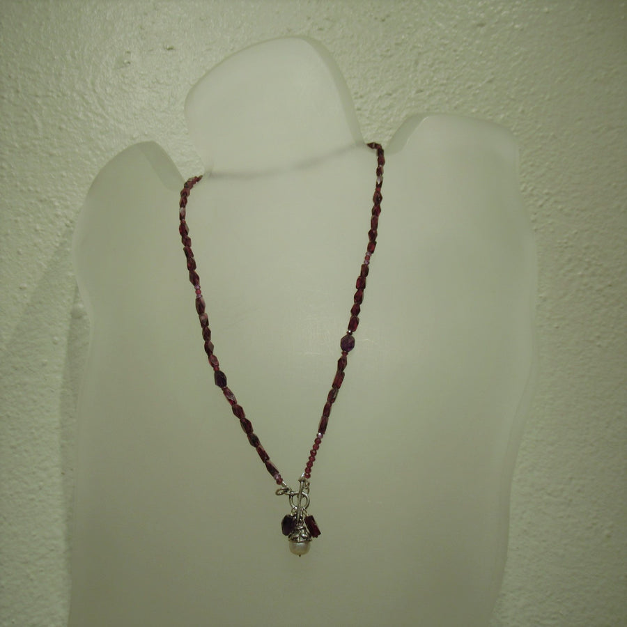 Sterling silver Garnet Michele Baratta Faceted Beaded necklace