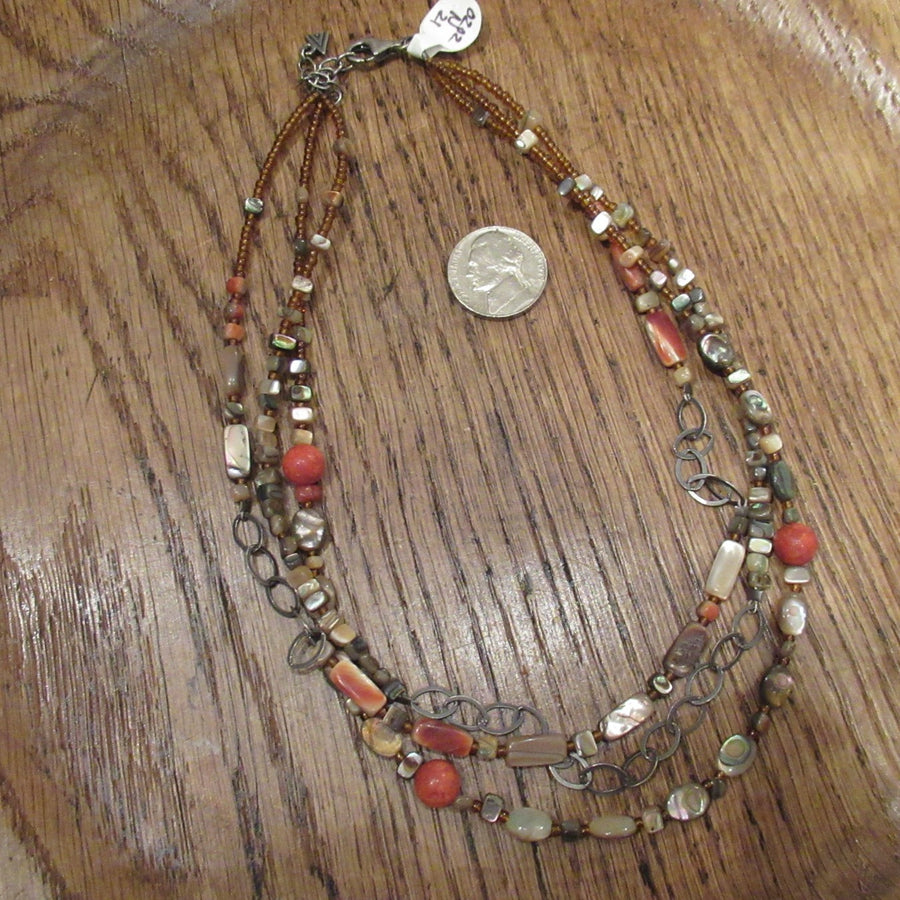 Sterling silver Shell 16 in 3 strand Silpada Beaded necklace