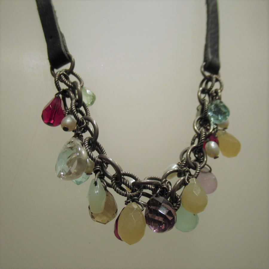 Sterling silver 925 Glass 16 in Beaded Multi Silpada Cord necklace