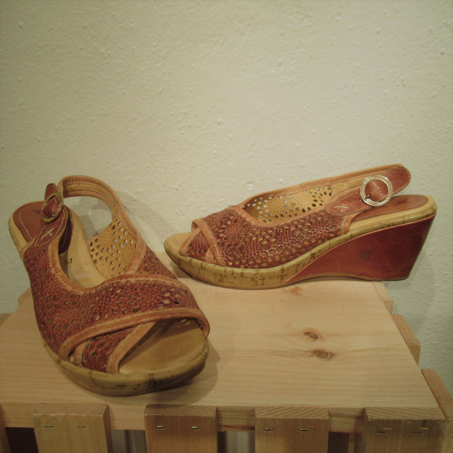 Pikolinos Brown Leather Platform Sandals