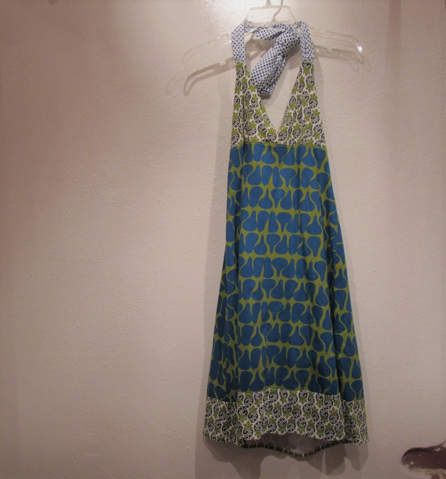 Jedzebel Olive Cotton Knit Print Halter Dress