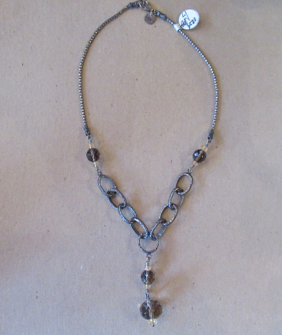 Sterling silver Quartz Smoky Silpada Beaded necklace