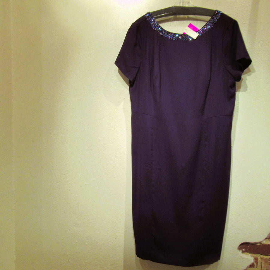 Talbots Purple Polyester Sequined S S Dress