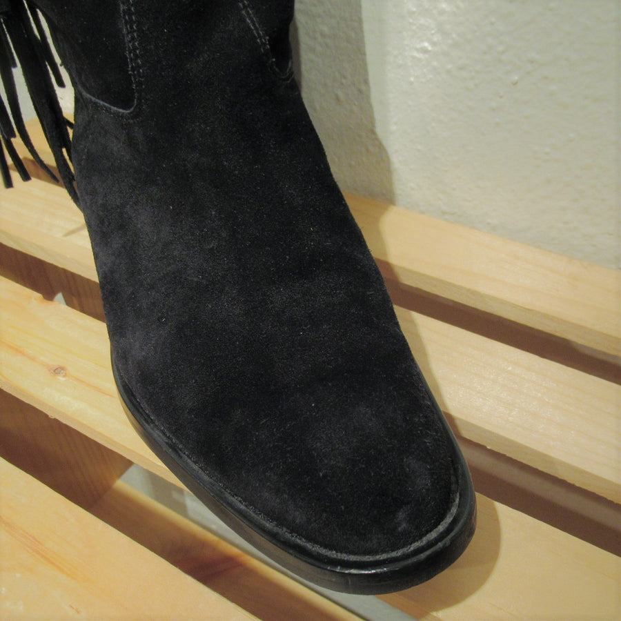 Coach Black Suede Fringed Knee boots
