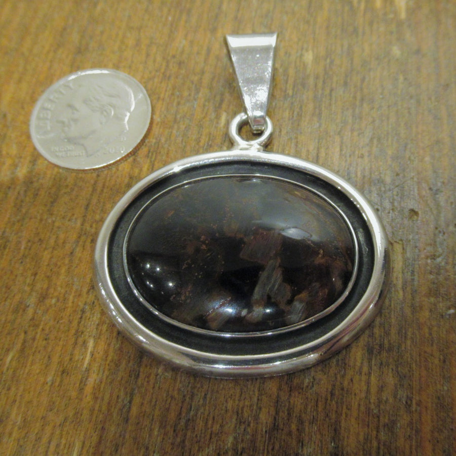 Sterling silver Oval Brown Charles Albert Sideways Bail pendant