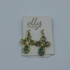 Gold toned Cross Turquoise Elly Preston Wire dangle earrings - Clotheshorse Boutique
