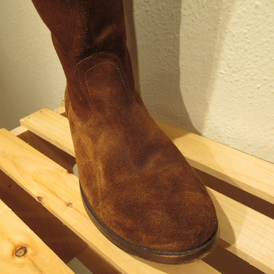 Frye Rust Suede Tassel Thigh boots