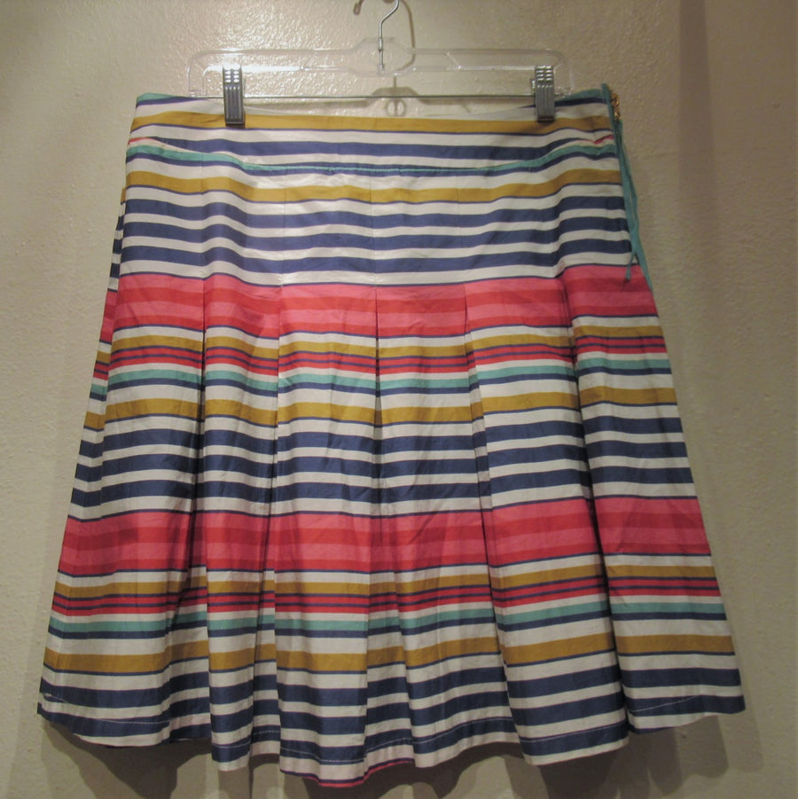 Tom Joule Navy Cotton Pleated Striped Skirt