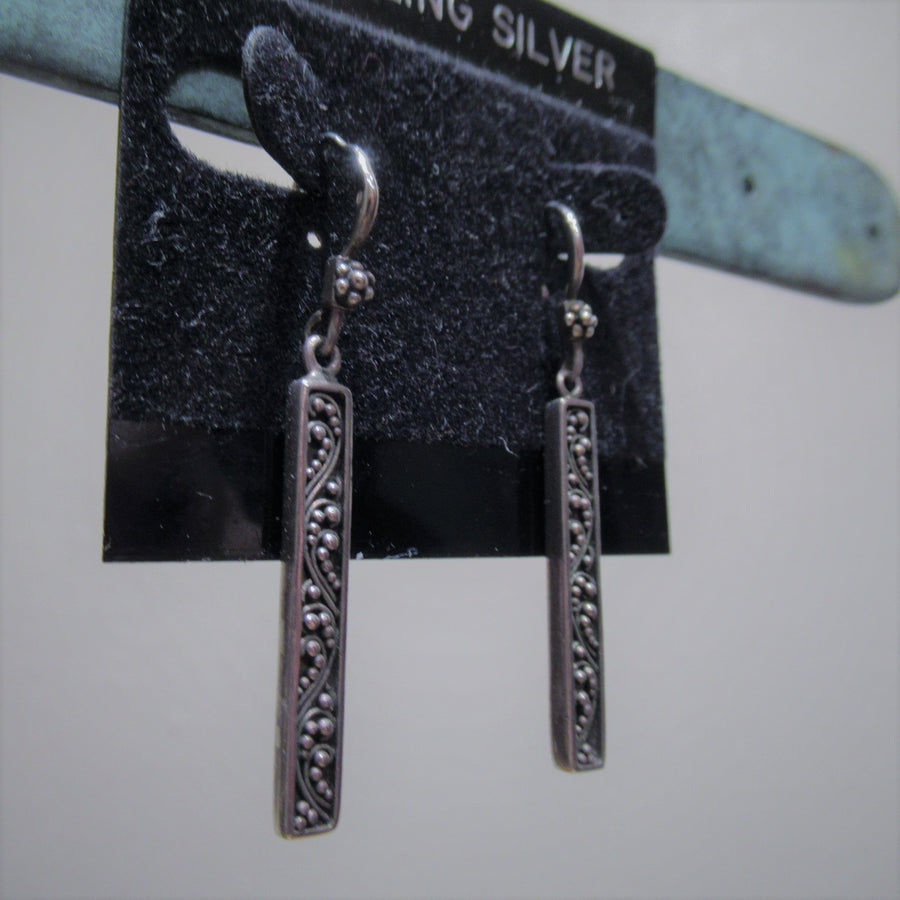 Sterling silver Bar Ornate Wire dangle earrings