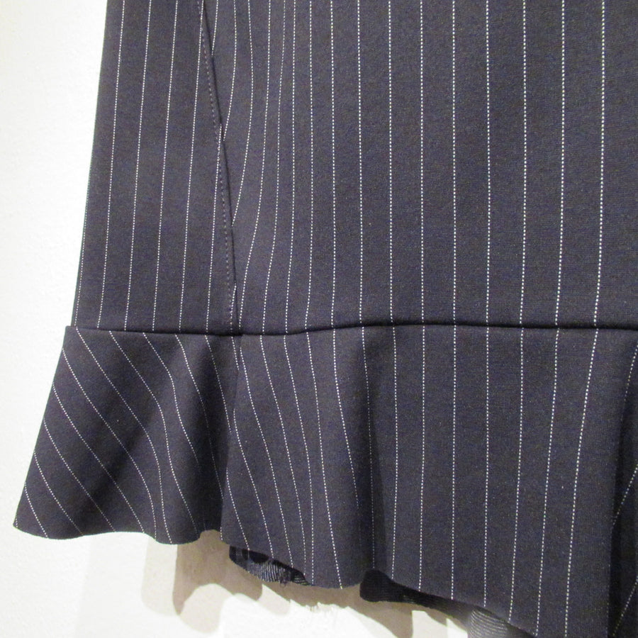 White House Black Market Black Rayon blend Knit Striped Ruffled Skirt
