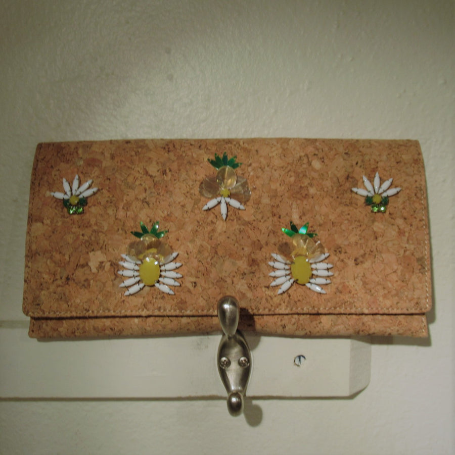 Banana Republic Tan Cork Bejeweled Clutch purse