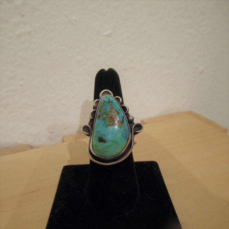 Sterling silver 925 Triangle Turquoise Swirl Large Ring
