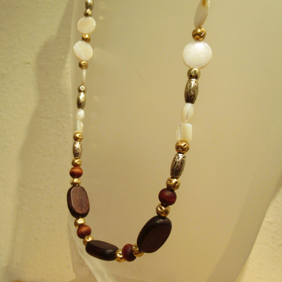 Gold toned Round Mother of pearl 2 Strand J Jill Beaded necklace
