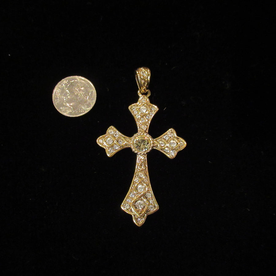 Gold toned Faceted Camrose & Kross Cross Bail pendant