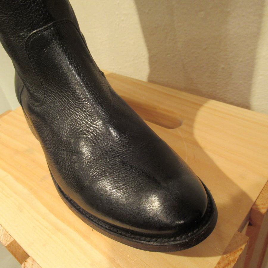 Frye Black Leather Pebbled Thigh boots