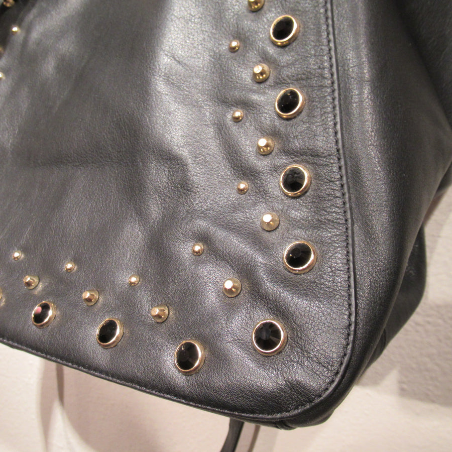 Leather Studded Foldover Purse