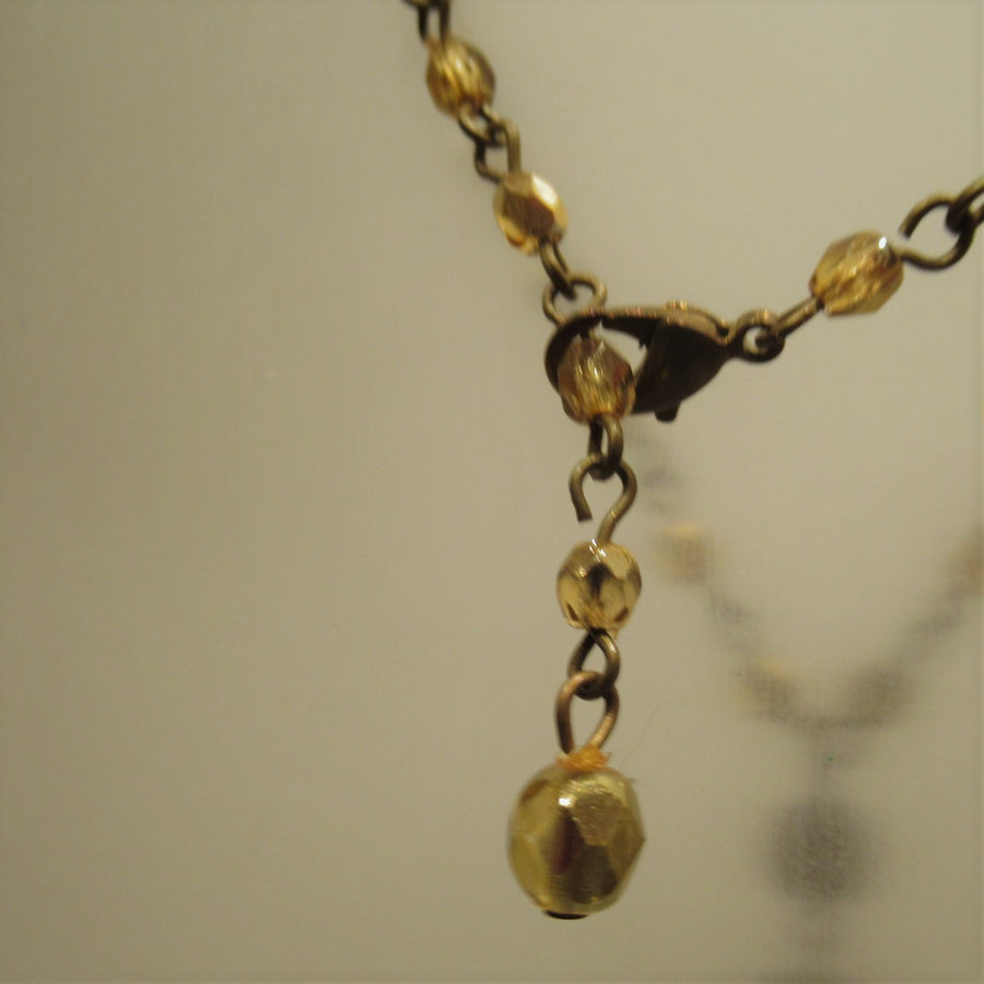 Brass toned Faceted Amber Tiara Misu Chain necklace
