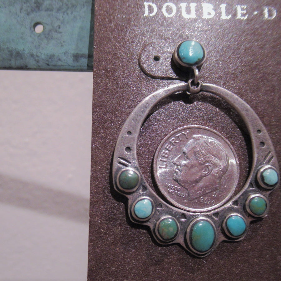 Sterling silver 925 Circle Round Turquoise Post dangle earrings