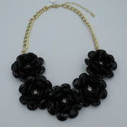 Gold toned Flower Plastic 5 Black Link necklace - Clotheshorse Boutique