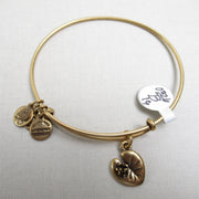 Brass toned Lily pad Charm Alex & Ani Bangle bracelet - Clotheshorse Boutique