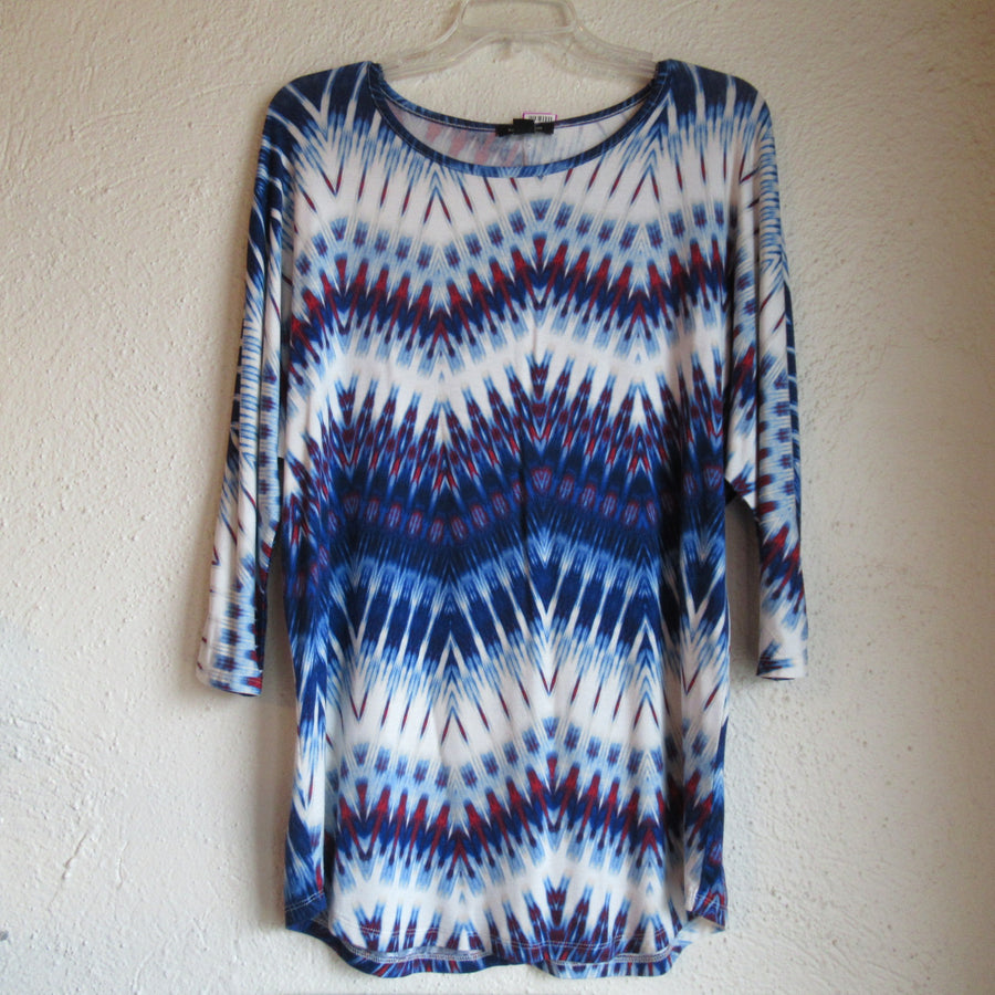 Karissa Me Blue Tunic Print 3/4 Top