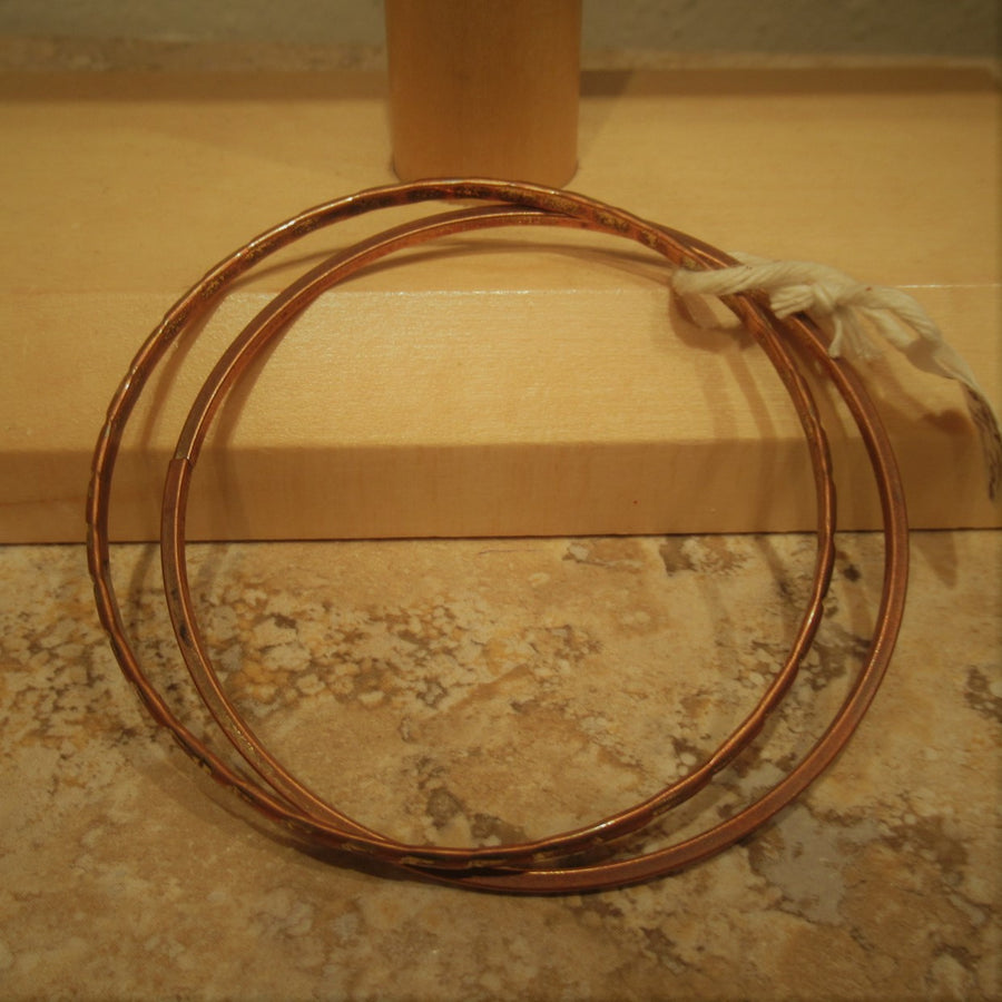 Copper toned set of 2 Textured Bangle bracelet