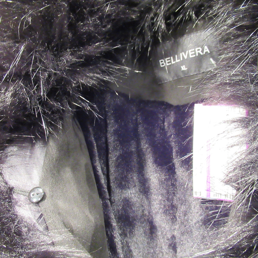 Bellivera Black Poly blend Knit Faux fur Jacket