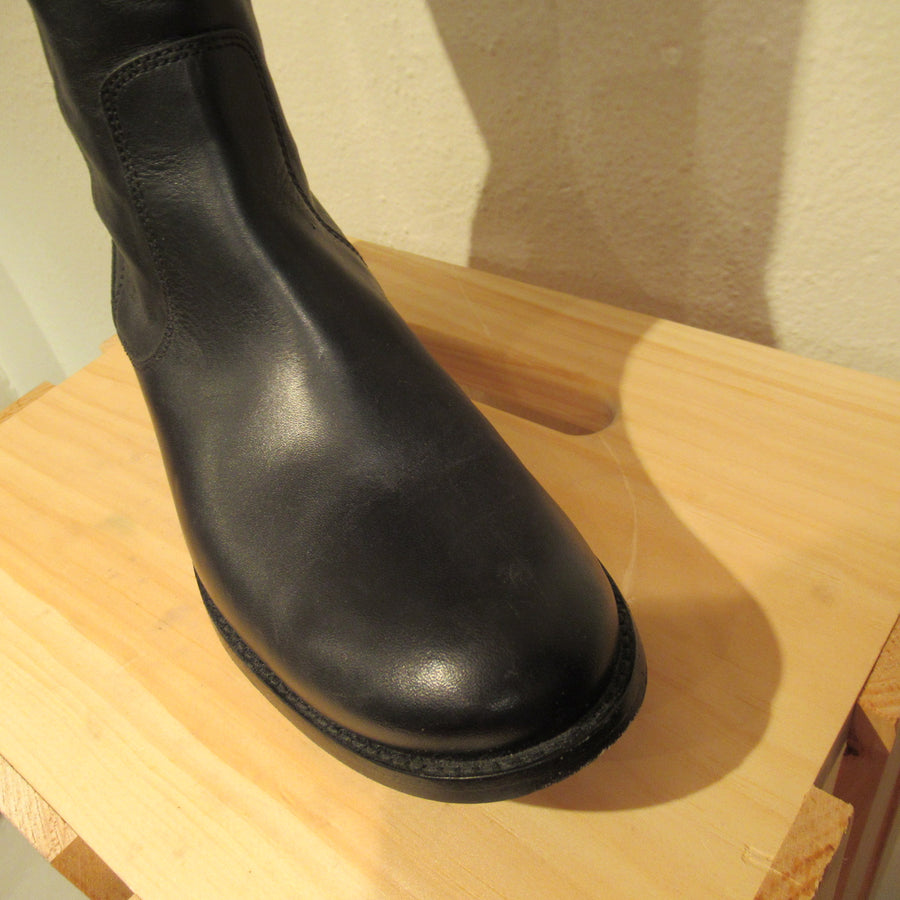 Frye Black Leather Zip Back Knee boots