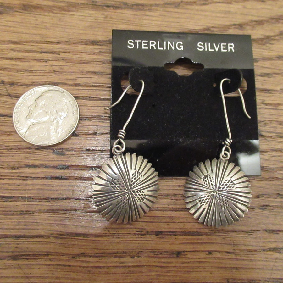 Sterling silver Circle Stamped Wire dangle earrings