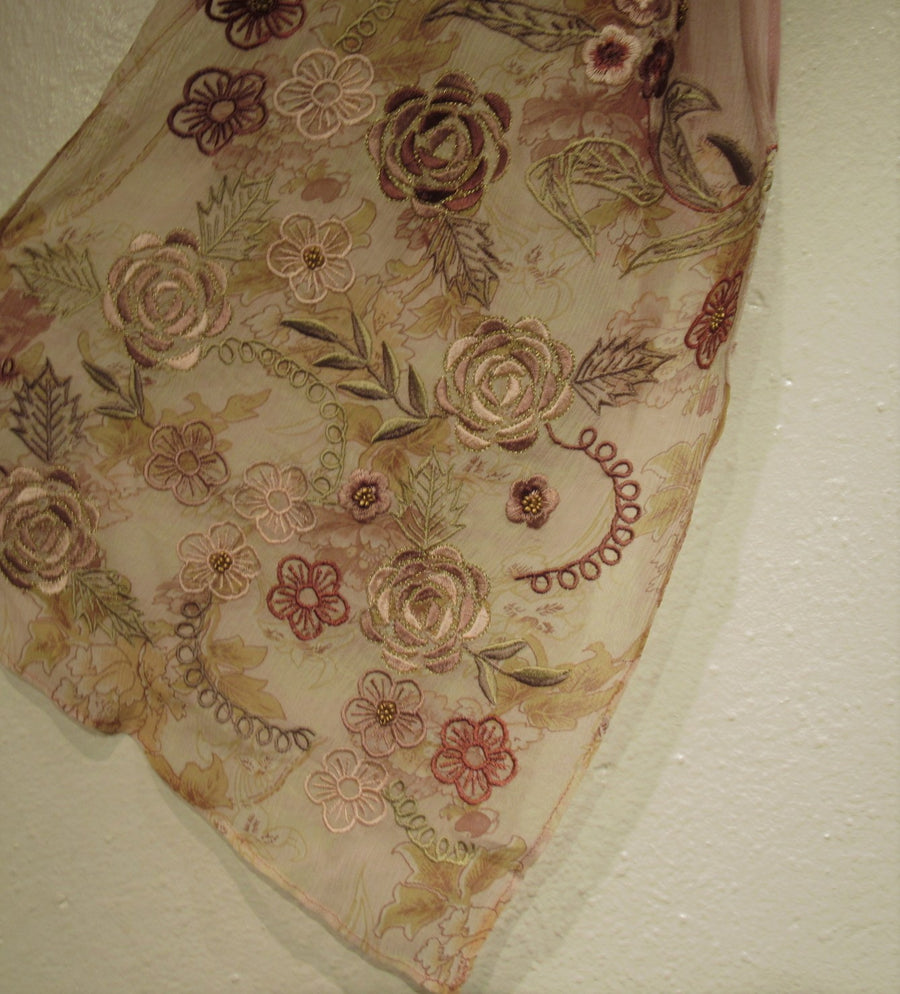 ? Dusty rose Sheer Embroidered Scarf