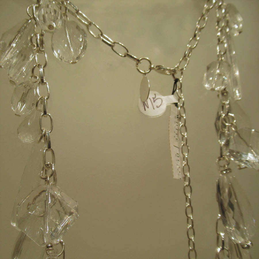 Silver toned Multi-shape Plastic Long Faceted Chain necklace