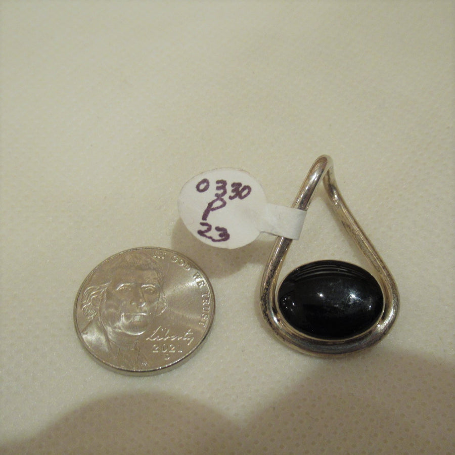 Sterling silver 925 Oval Resin Black Slider pendant
