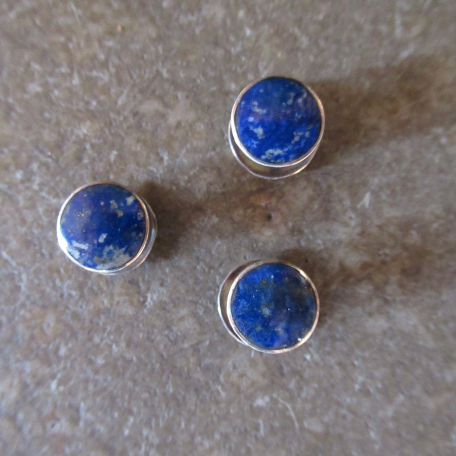 Sterling silver Round Lapis 3 Shirt stud