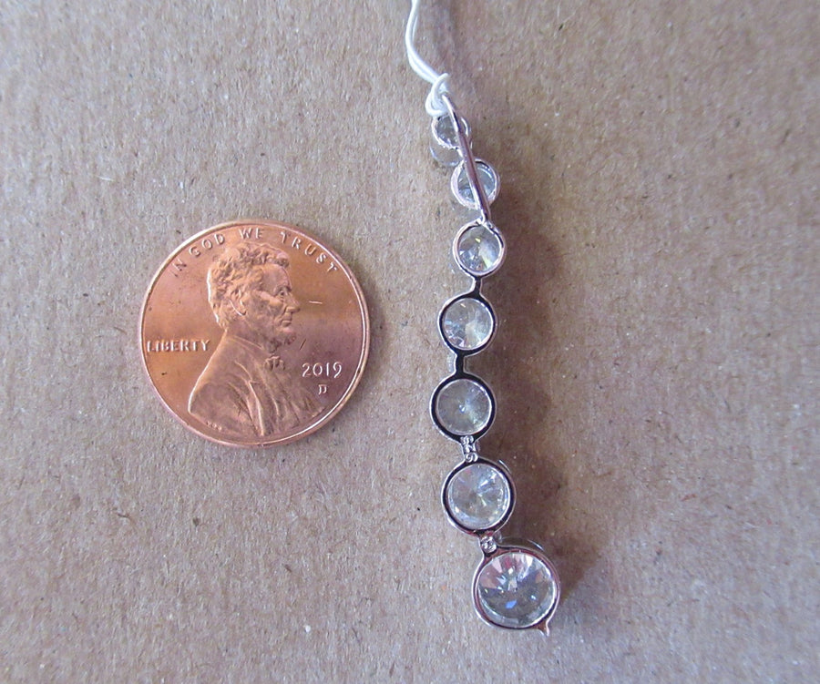 Sterling silver Round Cubic Zirconia 7 Slider pendant